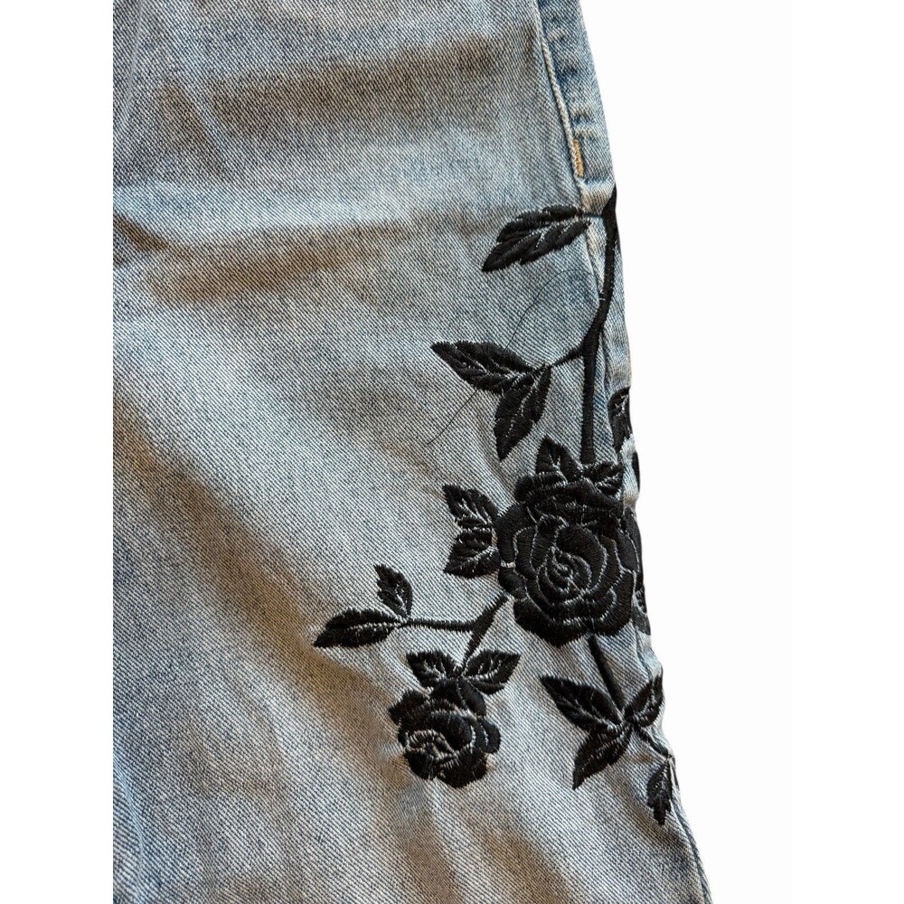 PacSun Mom Jeans Women's 28 6 Blue Denim Embroidered Flower Distressed 5-Pocket - Picture 7 of 7